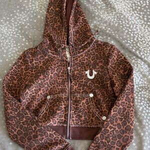 Leopard Print Zip-Up Hoodie buy true religion